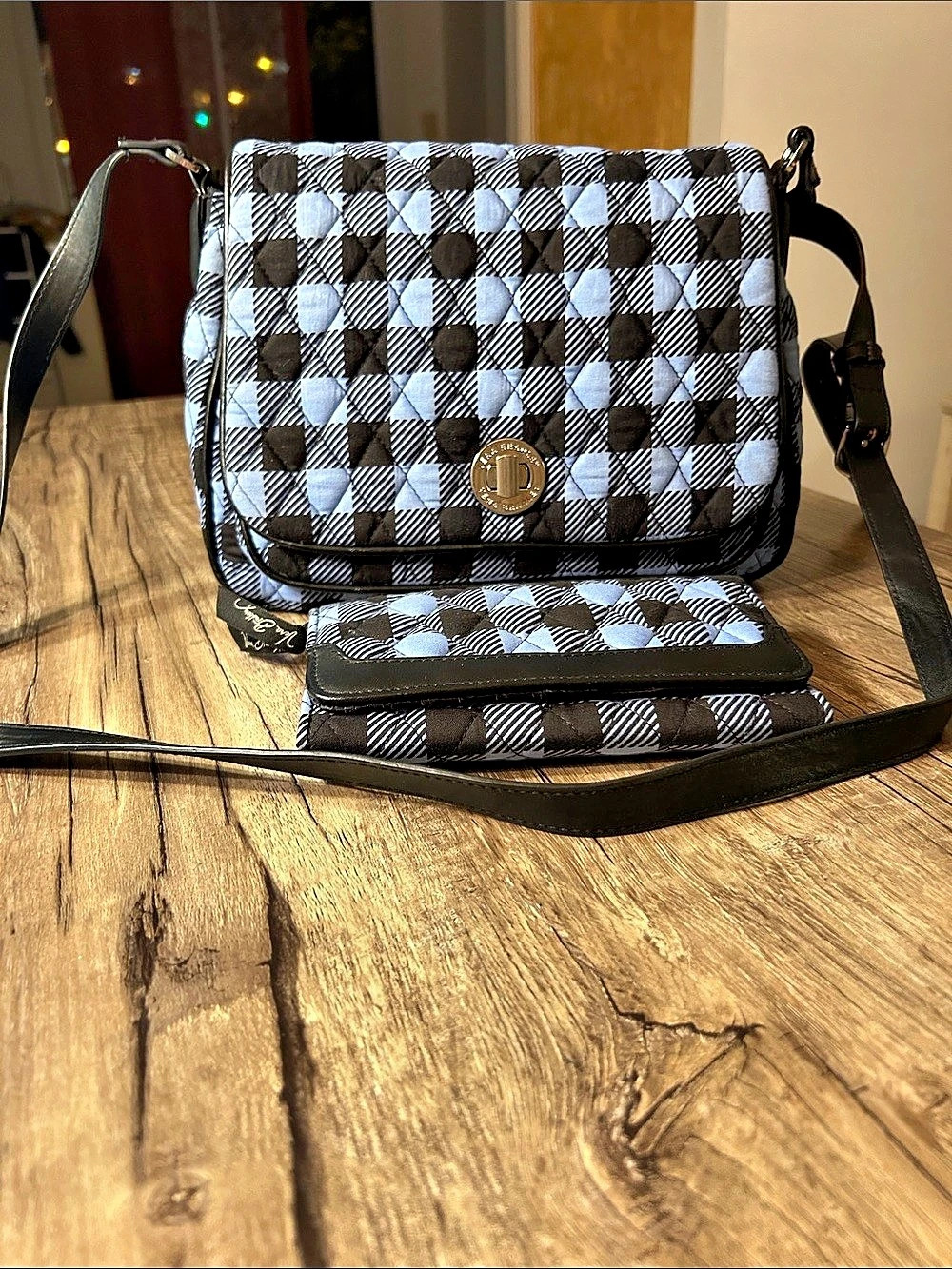 Brighton Geometric Black & Blue Crossbody Bag